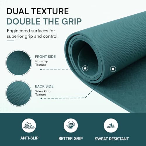 Image of Arrowmax 4mm Yoga Mat with Carry Cover for Men & Women, Anti-Skid Exercise Mat for Yoga, Pilates, Meditation, Stretching & Home Workout, Lightweight Portable Fitness Mat (GREEN)