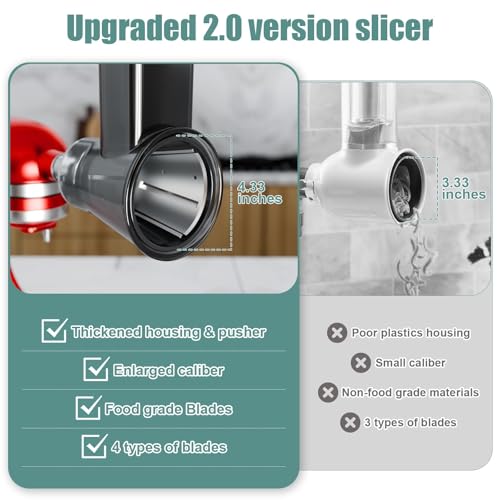 Image of Slicer Shredder Attachment for Kitchenaid Stand Mixer, Salad Machine with Vegetable Slicer, Salad Maker, Food Slicers Cheese Grater Attachments for Kitchenaid Mixer Dishwasher Safe, Black