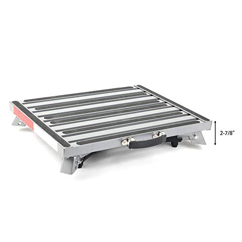 Prime 1 Safety Rv Steps Extra Large Platform 19In X 14.5In Extra Size Rv Folding Step Stool And Ladder, 600Lbs, Height Adjustable, Aluminium With Reflective Stripe, Anti-Slip Surface And Extra Grip #TOP7