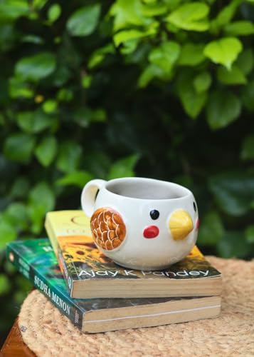 Image of Weaving Home Birdie Ceramic Coffee Mug with Handle - Microwave and Dishwasher Safe