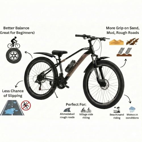Image of Storm Brand 26 Inch Mountain Bicycle with 21 Speed Gear for Adults | Front Suspension, Dual Disc Brakes, Steel Frame, Wide Tyres,Lightweight Off-Road Bicycle