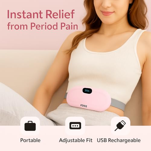 Image of Ross Menstrual Heating Belt for Period Pain Relief - Rechargeable Electric Heat Pad with Adjustable Strap & LCD Display - Portable Heating Belt for Women's Cramps, Stomach & Abdominal Pain Relief