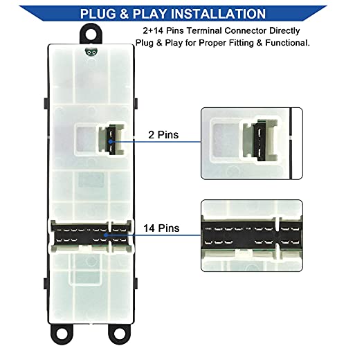 Obaee Master Power Window Switch Control Button Front Left Driver Side Compatible With Nissan Pathfinder 2007 2008 2009 2010 2011 2012 Replaces 25401-Zl10A 25401-Zl10B 25401-Zl10C #TOP3
