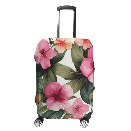 Hawaiian Flower Print Luggage Cover Travel Suitcase Covers for Luggage Elastic Carry on Luggage Covers for Suitcase Tsa Approved Washable Luggage Sleeve Protector Fits 18-32 Inch M