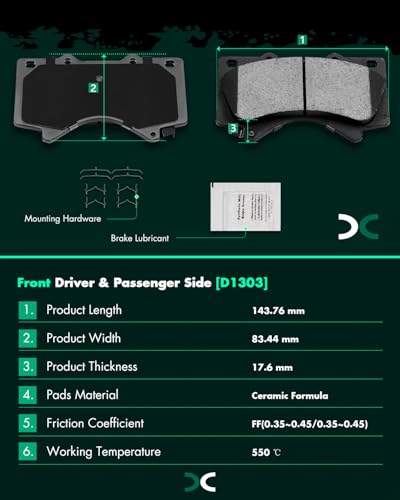 Image of SCITOO D1303-8419 Disc Brake Pads Sets Ceramic Front Brake Pads w /Hardware