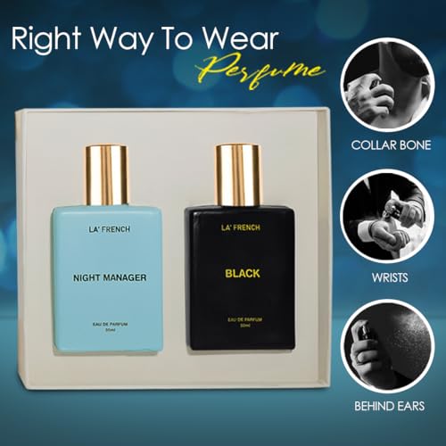 Image of La French Night Manager & Black Perfume Gift Set Combo (2 x 50ml) | Premium Unisex Perfume | Long-Lasting, Intense & Sophisticated Scents | Perfect for Special Occasions