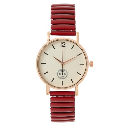 �V���v���ȃX�^�b�Y�t���f�W�^�����f�B�[�X�N�H�[�c�E�H�b�`�A�J�W���A���X�e�����X�X�`�[���X�g���b�`�o�b�N�����X�X�g���b�v���f�B�[�X���v�E�H�b�`(Red)