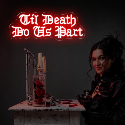 Image of Till Death Do Us Part Neon Sign, Dark Romance LED Light, Gothic Lover Gift