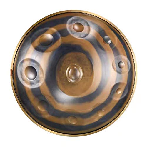 Instrumento de tambor Handpan, tambor de lengua de acero en re menor 10 notas Tambor de mano de acero de 22 pulgadas para curación mental (Color1 10 notas)