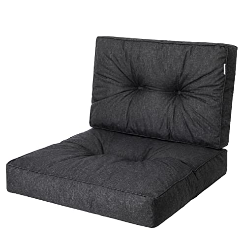Cojín Exterior KAJA 50 x 50 cm, Negro, cómodo cojín para Muebles de jardín, balcón y Columpio de Hollywood, cojín para palés y cojín para sillas para Interior y Exterior