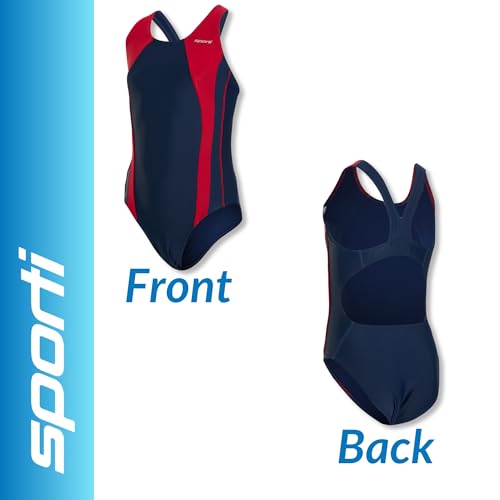 Image of Sporti Wide Strap Athletic One Piece Swimsuit for Women - Graphic Design Pattern - Swim Team Bathing Swimsuit for Competiton