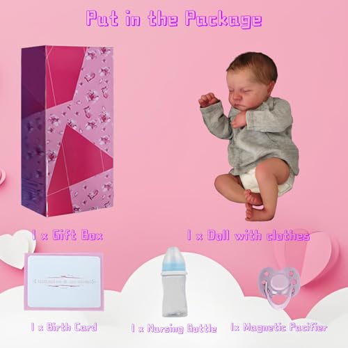 NURSDZ Bebe Reborn Menino,19 Polegadas 49 Cm Bebe Reborn Realista Recem Nascido - Cabelo Implantado