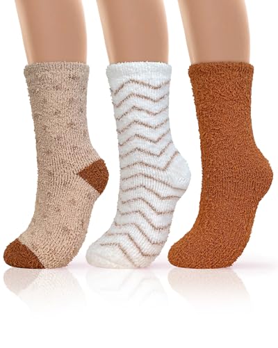 72-Needle Super Thick Fuzzy Socks Gifts for Women Stocking Stuffers Cozy Comfy Warm Soft Fluffy Winter Slipper Socks 3 Pairs