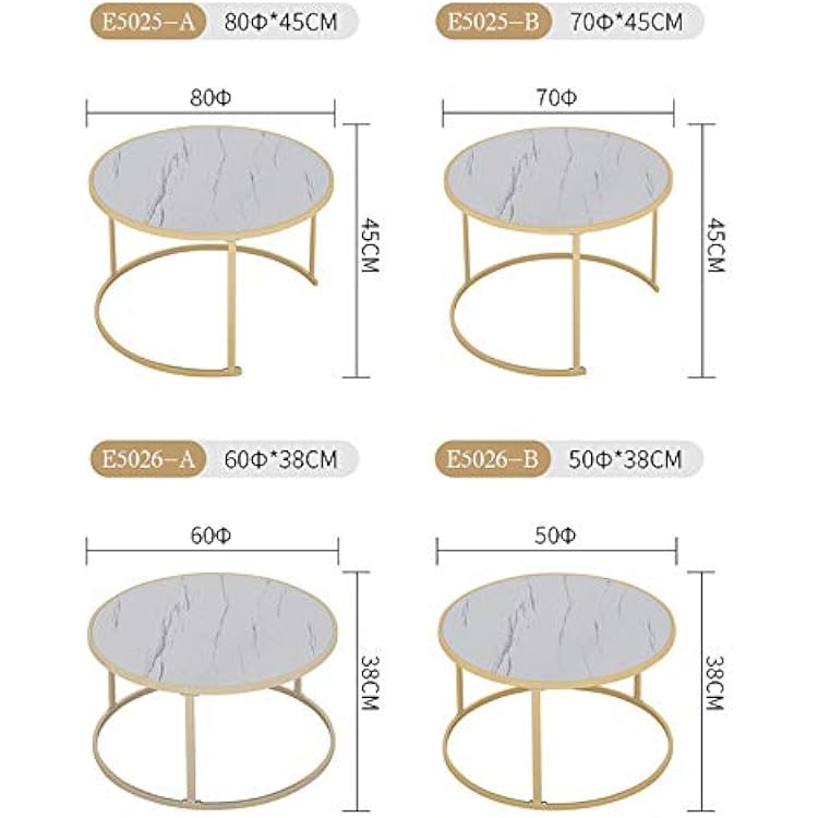 Metal Round Tea Table/Side Table/Marble Table/Metal Frame - Size Optional (Size : 50cm*50cm*38*cm)