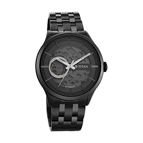Titan Mens Analog Black Dial Black Band Stainless Steel Watch - Image 5