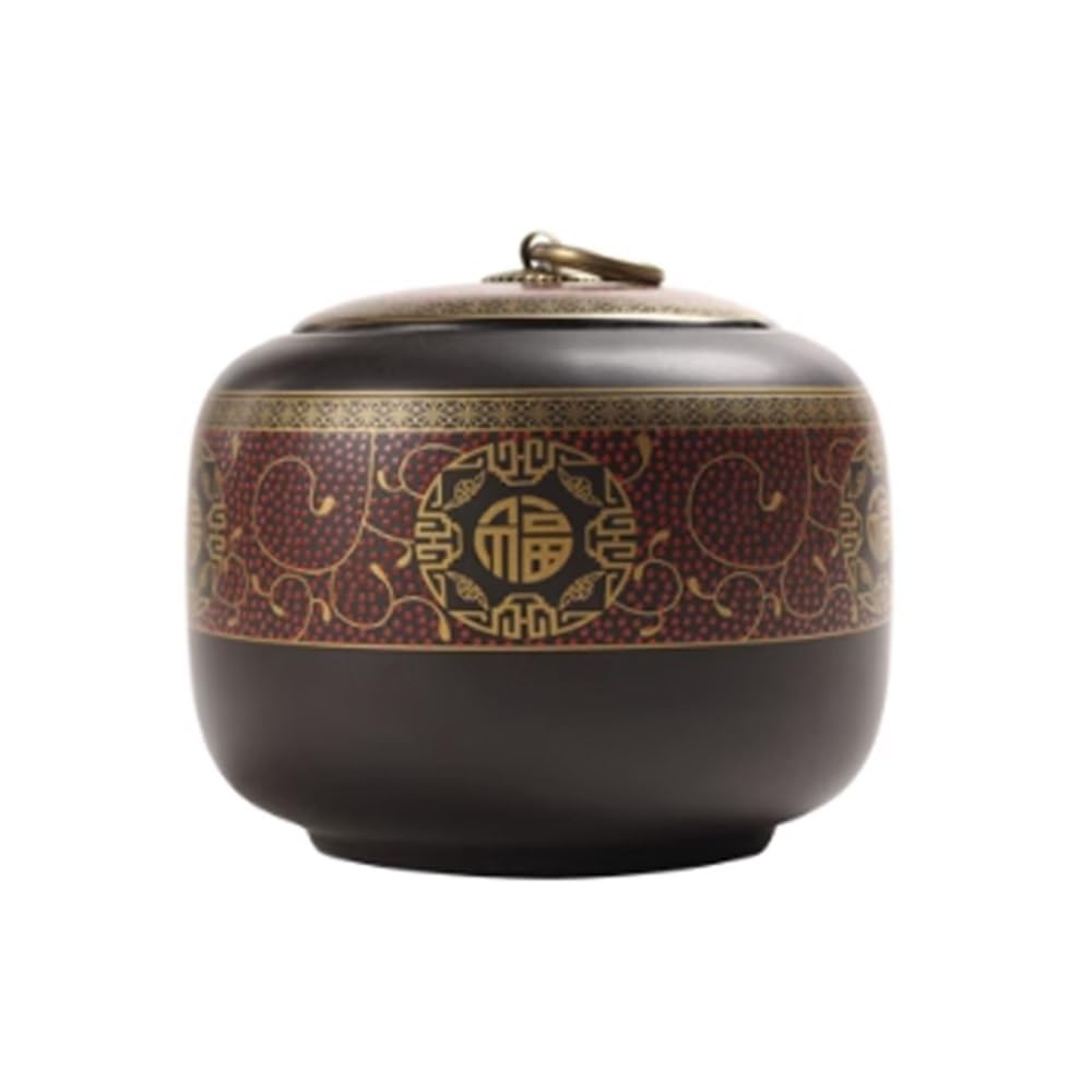 CHENGAIJIAN Tea Canister Porcelain Tea Canister Airtight Ginger Jar for Loose Tea, Coffee, Sugar(Red,L)