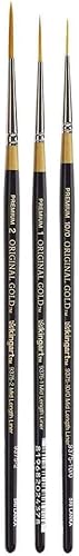 KINGART Original Gold 9375 - Juego de 3 pinceles multimedia para artistas multimedia Golden Taklon