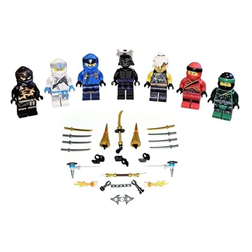 LEGO Ninjago Figuren 7er Set. Der Kampf gegen Garmadon mit Jay - Kai - Cole - Lloyd - Master WU