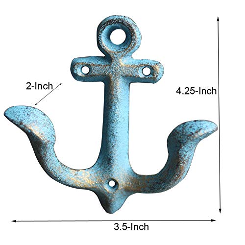 Realideas Blue Rustic Cast Iron Nautical Anchor Design Wall Hooks Coat Rack Antique Shabby Chic Bathroom Towel Hook Key Holder thumb #6
