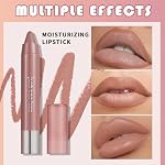 Nuetral Nude Hydrating Cream Lipstick Lip Crayon for Women, Natural Nude Lipstick Color Goes on Smoothly, Moisturizing Retractable Lips Crayon Liner for Ombre Shades, Tinted Lip Balm Liner in One - Image 4