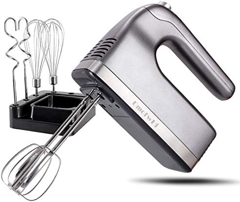 DmofwHi 9-Speed Hand Mixer Electric with Timer and Digital Screen, Kitchen Handheld Mixer with Storage Case and 6 Stainless Steel Attachments  