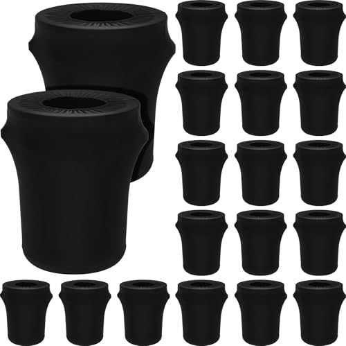 Image of Tanlade 20 Pcs 32 Gallon Stretch Trash Can Spandex Cover Outdoor Waste Garbage Can Spandex Covers for Indoor Kitchen Outdoor Round Waste Container Bin, Without Trash Bin (Black)