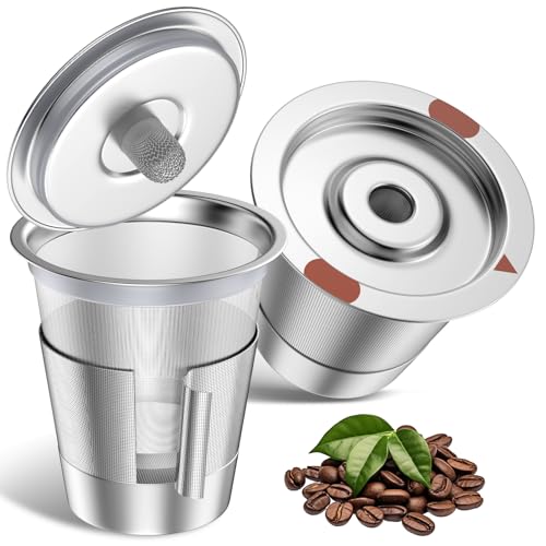 Image of Reusable k Cup Coffee Filters,Universal stainless steel Refillable k Cups Filter Use for Keurig 2.0 and 1.0 Coffee Makers-brewers (2 stainless steel)