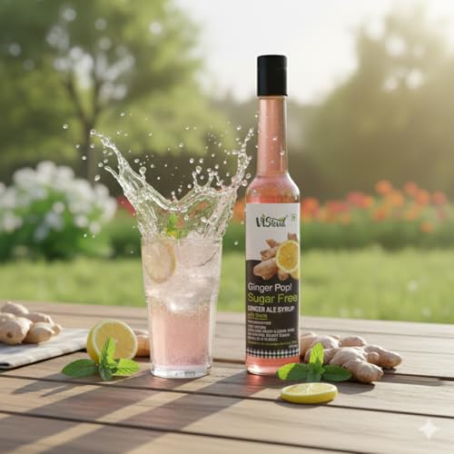 Image of VIStevia Sugar Free Ginger Ale Syrup (Serves 30-35 glasses) | Sweeteed with Stevia | 100% Natural | Sugar free
