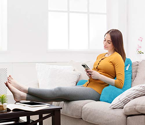 Image of Nestl Reading Pillow with Shredded Memory Foam, Designed for Sitting Up in Bed and Couch, Back and Arms Adjustable Support for Adult & Teens Backrest Pillows for Reading, Washable Cover, Bright Blue