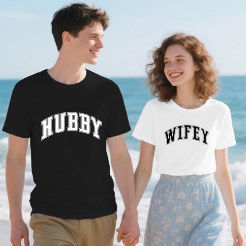 Matching Couples Shirts Wifey and Hubby T-Shirt Honeymoon Tee Top3