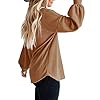 MEROKEETY-Womens-Long-Balloon-Sleeve-Waffle-Knit-Tops-Crew-Neck-Oversized-Sweater-Pullover MEROKEETY Women's 2023 Fall Long Balloon Sleeve Waffle Knit Tops Crew Neck Oversized Sweater Pullover, Brown, S