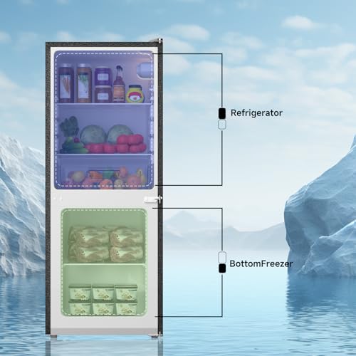 BANGSON 4.0 Cu.Ft Small Refrigerator with Freezer, Small Fridge with Bottom Freezer, for Apartment, Bedroom, Dorm, and Office, Double Door, Stainless Steel, Silver