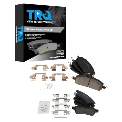 TRQ Front and Rear Brake Pad Set Ceramic Hardware Compatible with 2022 Nissan Pathfinder by TRQ - Used condition - US$16.51