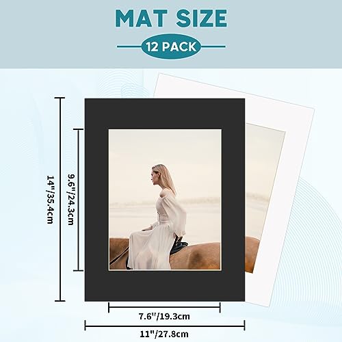 image for ZBEIVAN 12 Packs White and Black Colors 11x14 Picture Frame Mats for 8