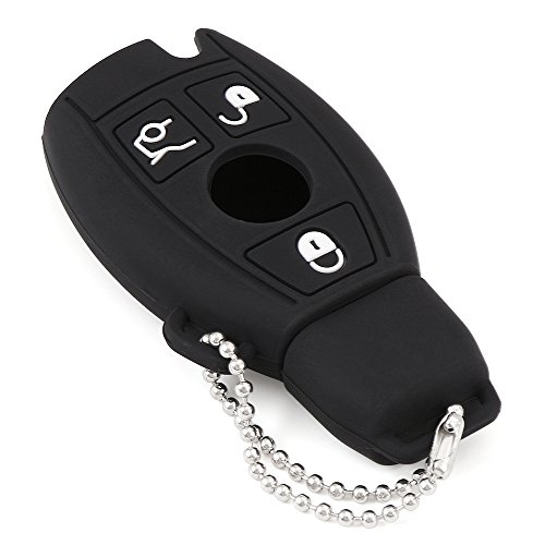 JessicaAlba Silicone Smart Key FOB Cover for Mercedes-Benz C, Cl, CLK Case Fits Many Models (Black)