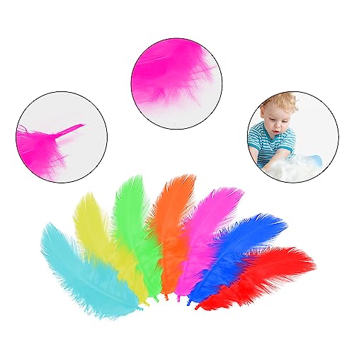 100 Pcs Feathers for Crafts, Colorful Feathers, Natural Goose Feathers for DIY Handmade Crafts Gift Box Filling Ornament Decoration (Multicolor)