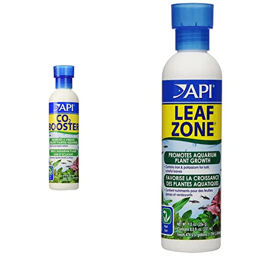 API CO2 BOOSTER Freshwater Aquarium Plant Treatment 237 ml Bottle & LEAF ZONE Freshwater Aquarium Plant Fertilizer 237 ml Bottle