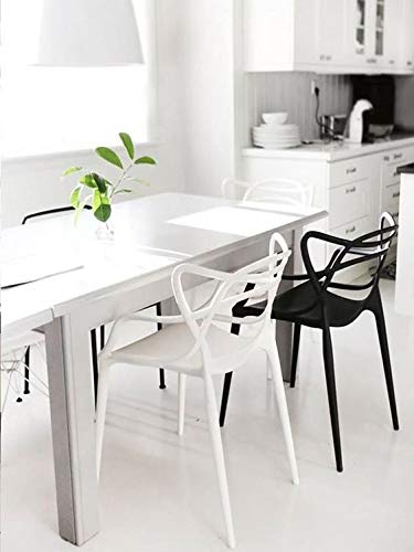 2Xhome Set Of 2 White Stackable Contemporary Modern Designer Wire Plastic Chairs With Arms Open Back Armchairs For Kitchen Dining Chair Outdoor Patio Bedroom Accent Balcony Office Work Garden Home #TOP7