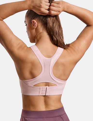 Image of SYROKAN Women's Sports Bra Front Adjustable Padded | High Impact, Racerback, Wireless, Plus Size, Full Coverage, Running Bra