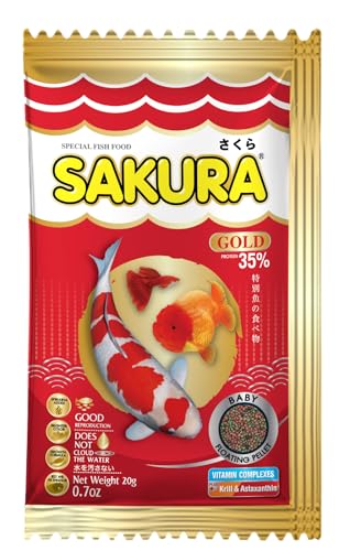 Image of Sakura Gold Super Premium Fish Food with Vitamin Complexes + Krill & Astaxanthin in Micro 1mm Pellet 20gm