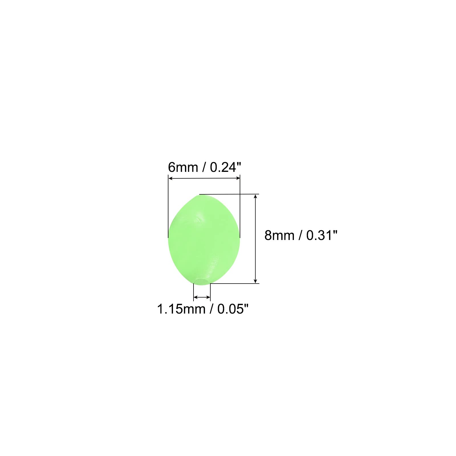 PATIKIL 8x6mm Luminosas Pesca Cuentas, 200uds Suave Plástico Brillante Pesca Cebo Huevos Aparejo Cuenta Aparejo Herramienta Ovalada, Verde