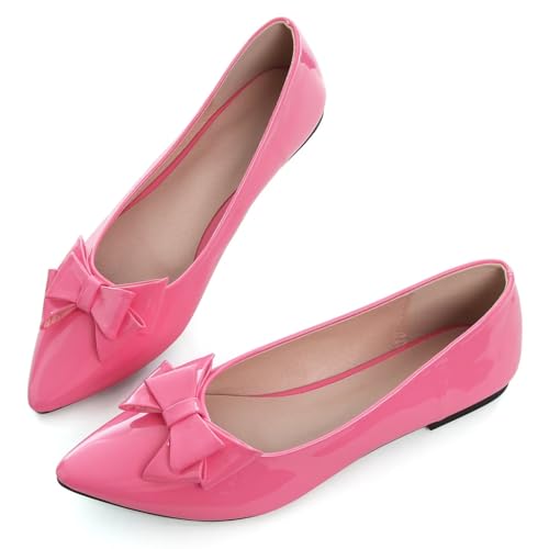 SAILING LU Womens Pointed Toe Shoes PU Ballet Flats Bow-Knot Dress Shoes Slip-on Comfortable Wear to Work Walking Flat Slip-ons4