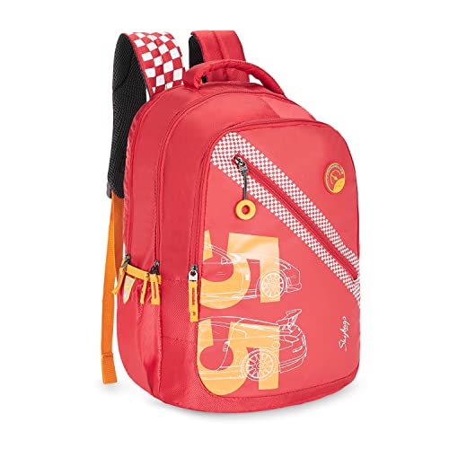 Skybags Casual Backpack 34L with 3 Spacious Compartments, Front Pocket & Built to Last Shoulder Strap | Red | Riddle