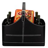 WSFYTAM Weinkorb wasserdichtes Lederkorb tragbar mit multifuktivalem Speicher, Obst, Gemüse, Snacks für den pincnischen Strand,Schwarz