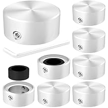DaierTek Footswitch Topper Metal Foot Switch Topper with 2 Set Screws Rubber Insert Pedal Buttons Cap Silver for Guitar Effect Pedal Stomp Foot Switch -8Pcs