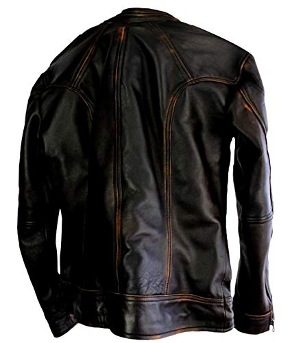 Image of Black Leather Jacket Men - Black Real Lambskin Mens Motorcycle Jacket