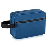 Elviros Travel Toiletry Bag for Women and Men,Lightweight Makeup Bag Hanging Dopp Kit with Shaving Compartment Cosmetic Organizer Small Tool Bag Travel Essentials,Gifts for Men(Navy Blue)