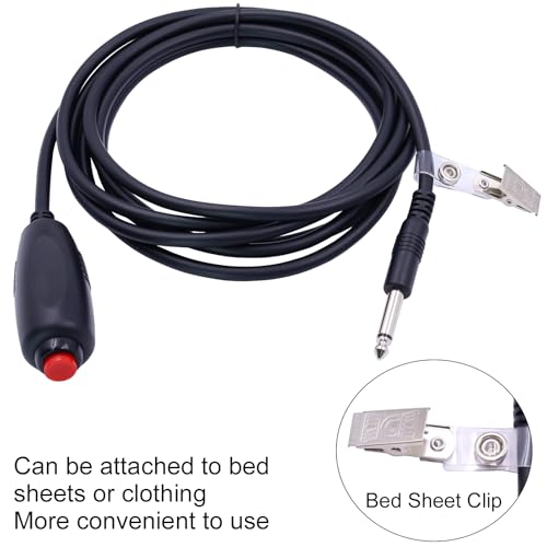 Cordon d'appel d'infirmière 6,35 mm avec clip de lit Poyiccot noir 3m - 4