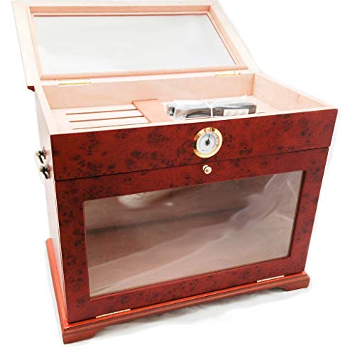 400 ct BURL Wood Cigar Desktop HUMIDOR Cabinet END Table Display CASE - Thumbnail 4