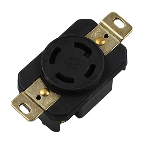 Nema L15-30R 30A 250V 3 Pole 4 Wire Industrial Grade Locking Female Receptacle Connector, Industrial Twist Lock L15-30R 30-Amp Generator Receptacle. LK-2432F Cover